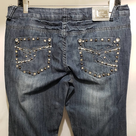 Twelve K Dark Blue Women's Jeans Bejeweled Back Pockets (Size 13) - Picture 2 of 12